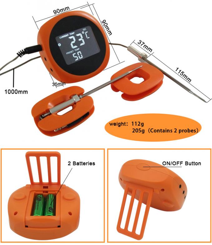 Умный термометр мяса печи БАРБЕКЮ Bluetooth с 6 зондами качества еды