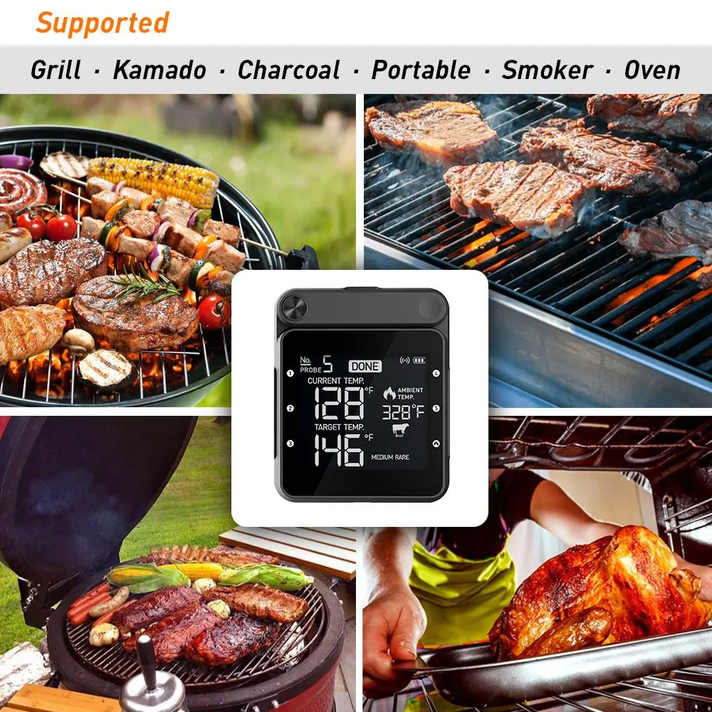Термометр мяса БАРБЕКЮ цифров WiFi беспроводной с термометром печи USB для БАРБЕКЮ