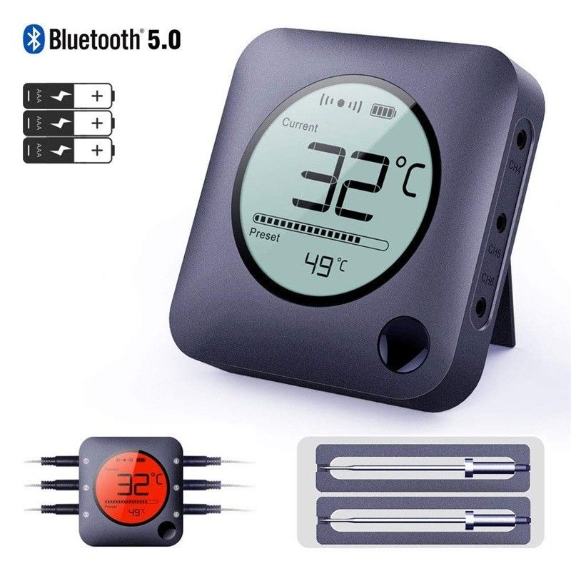 Bluetooth 5.0 Max 6 Probes 100 Meters Wireless Digital Thermometer Wholesale
